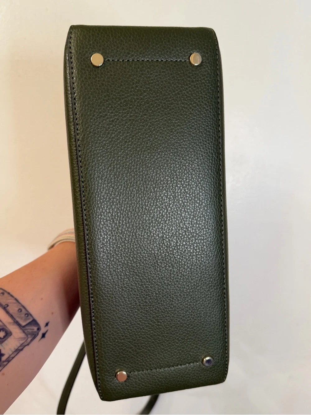 Kate Spade Eva Top Zip Satchel in Olive Green with Shoulder Strap
